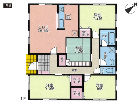 岡山市北区辛川市場の新築 一戸建て分譲住宅の間取り図