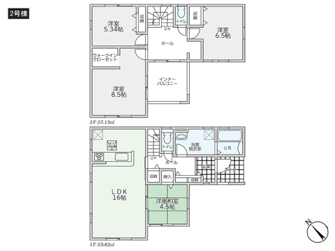 岡山県倉敷市木見の新築 一戸建て分譲住宅の間取り図