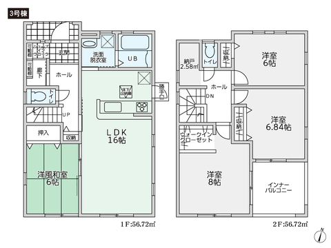 岡山県倉敷市上東の新築 一戸建て分譲住宅の間取り図