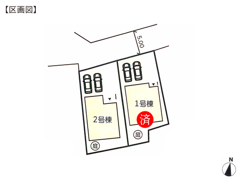 岡山県岡山市東区西大寺浜の新築 一戸建て分譲住宅の区画図