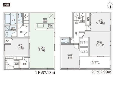 瀬戸内市邑久町豊原の新築 一戸建て分譲住宅の間取り図