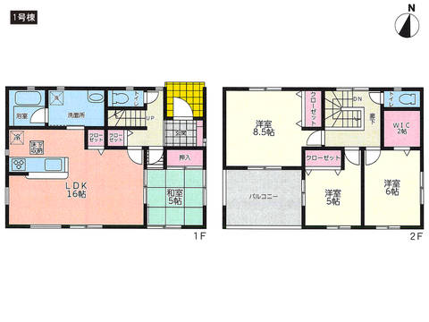 倉敷市玉島勇崎の新築 一戸建て分譲住宅の間取り図