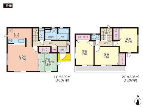 岡山県岡山市東区益野町の新築 一戸建て分譲住宅の間取り図