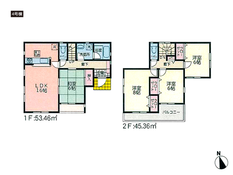 岡山県倉敷市水島南春日町の新築 一戸建て分譲住宅の間取り図