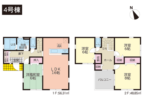 岡山市南区築港新町の新築 一戸建て分譲住宅の間取り図