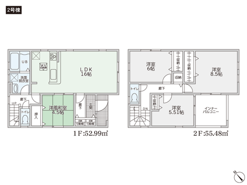 岡山県倉敷市東粒浦の新築 一戸建て分譲住宅の間取り図