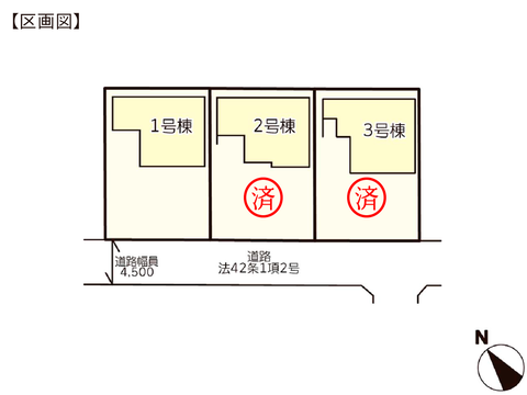 岡山県倉敷市連島町鶴新田の新築 一戸建て分譲住宅の区画図