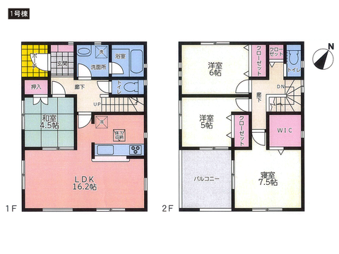 岡山県倉敷市林の新築 一戸建て分譲住宅の間取り図