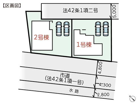 岡山県倉敷市連島町鶴新田の新築 一戸建て分譲住宅の区画図