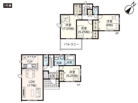 倉敷市林の新築 一戸建て分譲住宅の間取り図