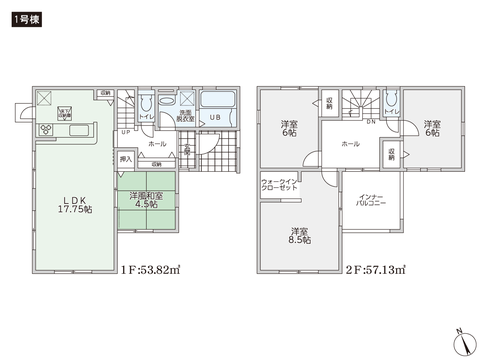 岡山県倉敷市大内の新築 一戸建て分譲住宅の間取り図