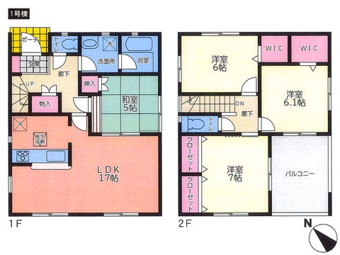 岡山県赤磐市河本の新築 一戸建て分譲住宅の間取り図