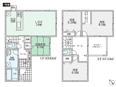 岡山県倉敷市福田町浦田の新築 一戸建て分譲住宅の間取り図