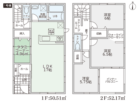 岡山市北区西辛川の新築 一戸建て分譲住宅の間取り図