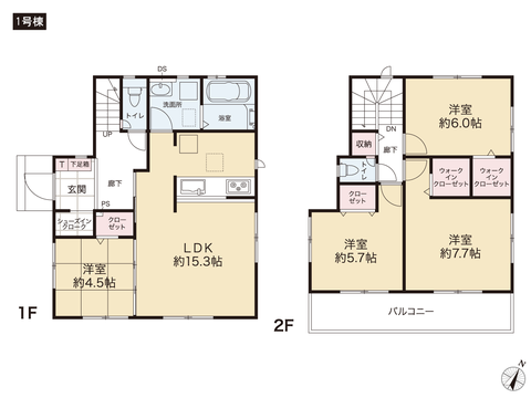 岡山県倉敷市青江の新築 一戸建て分譲住宅の間取り図