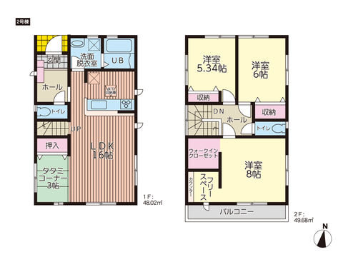 岡山市南区福島の新築 一戸建て分譲住宅の間取り図