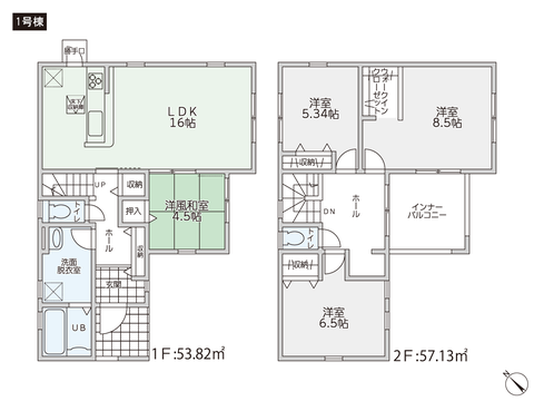 岡山県倉敷市酒津の新築 一戸建て分譲住宅の間取り図