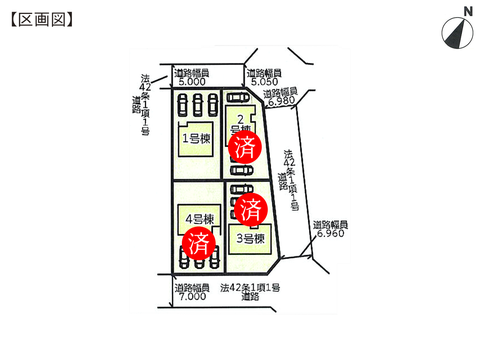 岡山市東区瀬戸町万富の新築 一戸建て分譲住宅の区画図
