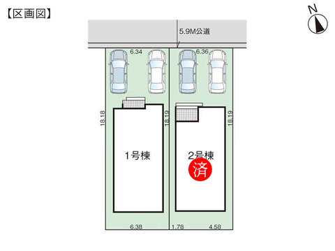 岡山市南区築港緑町の新築 一戸建て分譲住宅の区画図