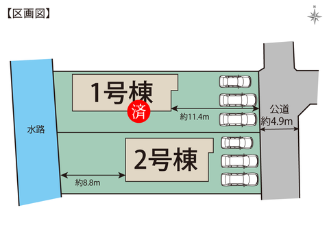岡山市北区久米の新築 一戸建て分譲住宅の区画図