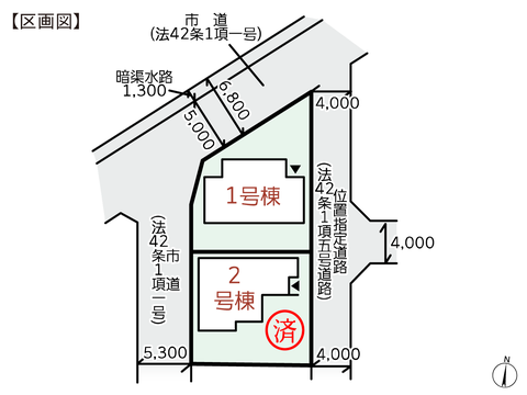 岡山県倉敷市平田の新築 一戸建て分譲住宅の区画図
