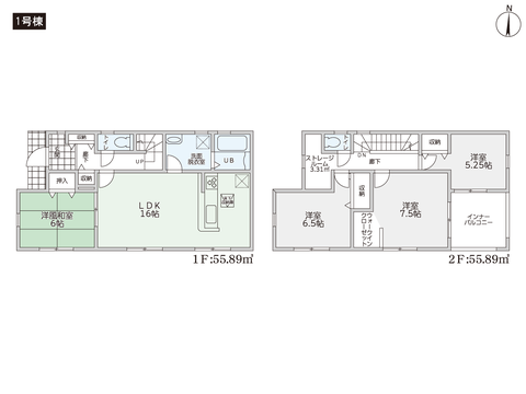 総社市中原の新築 一戸建て分譲住宅の間取り図