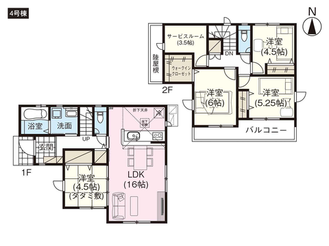 岡山市南区郡の新築 一戸建て分譲住宅の間取り図