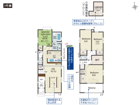 岡山市東区金岡西町の新築 一戸建て分譲住宅の間取り図