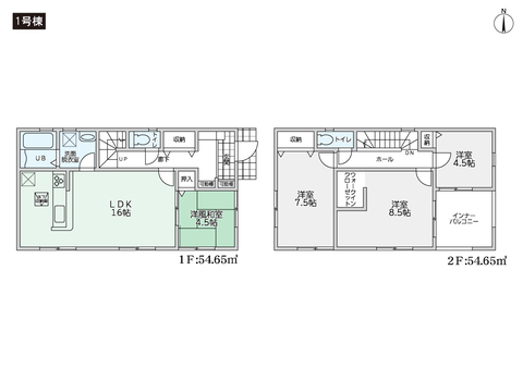 倉敷市浜ノ茶屋の新築 一戸建て分譲住宅の間取り図