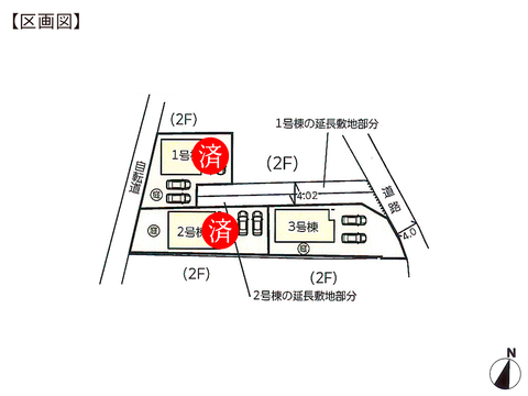 岡山県倉敷市児島小川の新築 一戸建て分譲住宅の区画図