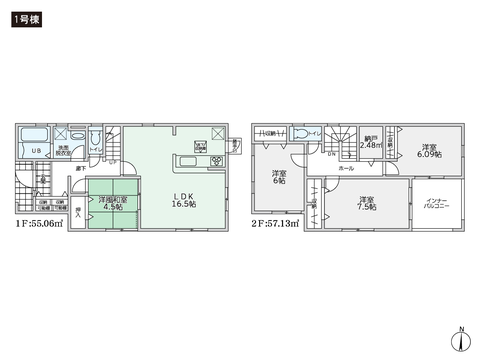 岡山県総社市駅南1丁目の新築 一戸建て分譲住宅の間取り図