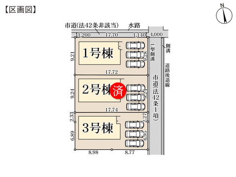 倉敷市連島町西之浦の新築 一戸建て分譲住宅の区画図