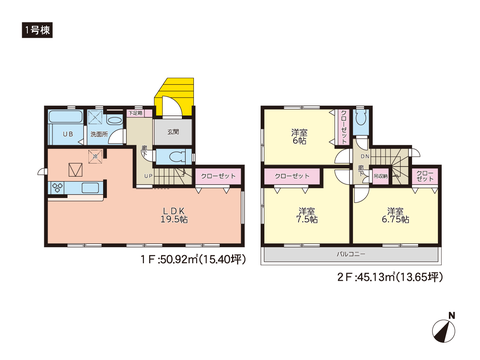 岡山県岡山市中区江並の新築 一戸建て分譲住宅の間取り図