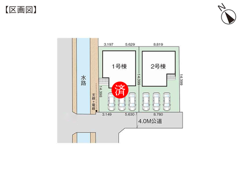 岡山市南区藤田の新築 一戸建て分譲住宅の区画図