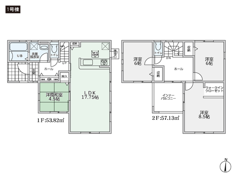 岡山県倉敷市四十瀬の新築 一戸建て分譲住宅の間取り図