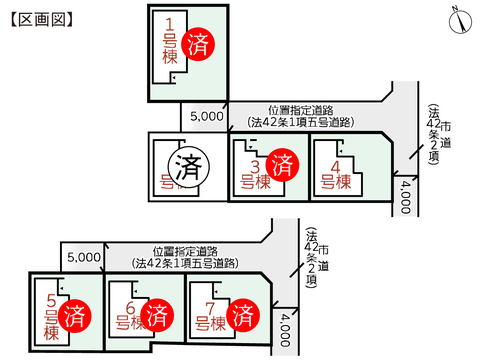 岡山県倉敷市連島町鶴新田の新築 一戸建て分譲住宅の区画図