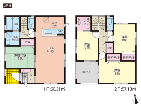 岡山県倉敷市川入の新築 一戸建て分譲住宅の間取り図