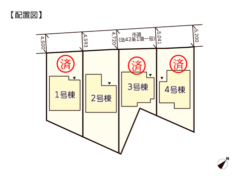 岡山県倉敷市松島の新築 一戸建て分譲住宅の区画図