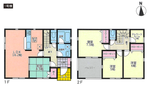 倉敷市北畝の新築 一戸建て分譲住宅の間取り図