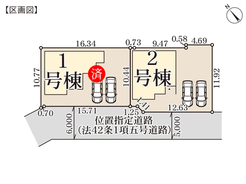 倉敷市連島町鶴新田の新築 一戸建て分譲住宅の区画図