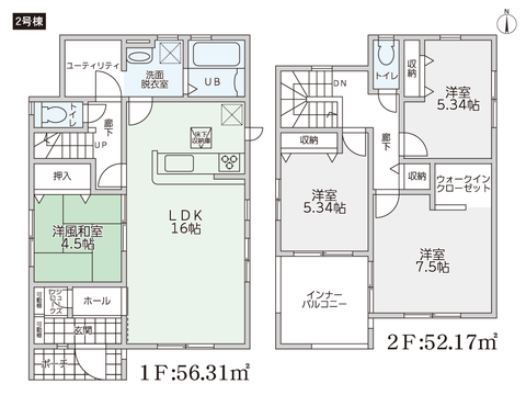 岡山市中区山崎の新築 一戸建て分譲住宅の間取り図