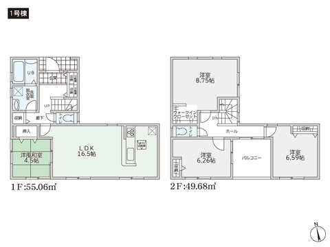 岡山県倉敷市笹沖の新築 一戸建て分譲住宅の間取り図