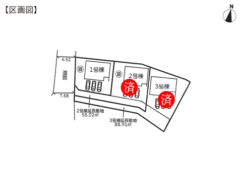 岡山市東区竹原の新築 一戸建て分譲住宅の区画図