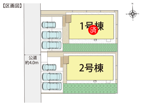 岡山市中区東山3丁目の新築 一戸建て分譲住宅の区画図