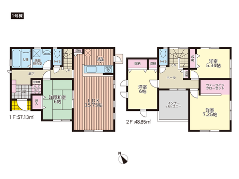 岡山市中区東川原の新築 一戸建て分譲住宅の間取り図