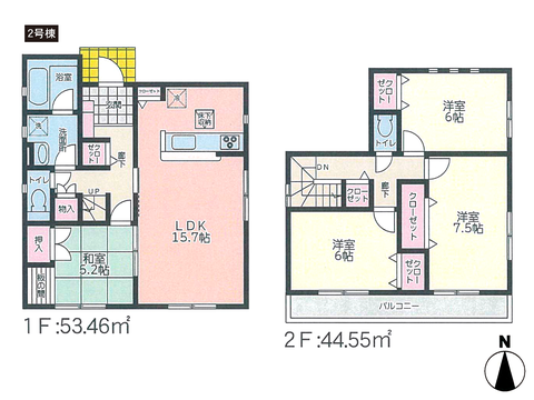 岡山県岡山市東区東平島の新築 一戸建て分譲住宅の間取り図