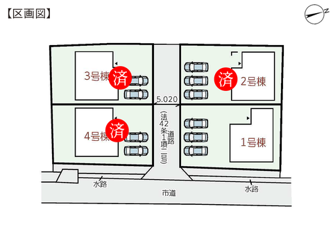 瀬戸内市長船町福岡の新築 一戸建て分譲住宅の区画図