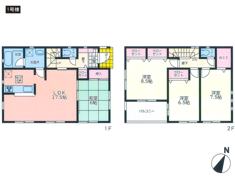 住所の新築 一戸建て分譲住宅の間取り図