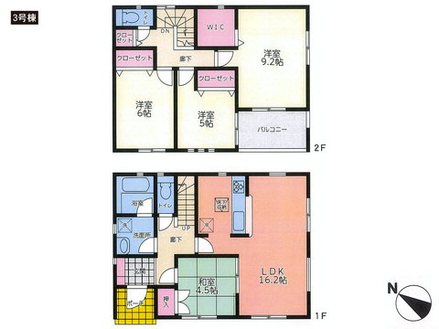 岡山県倉敷市福田町古新田の新築 一戸建て分譲住宅の間取り図