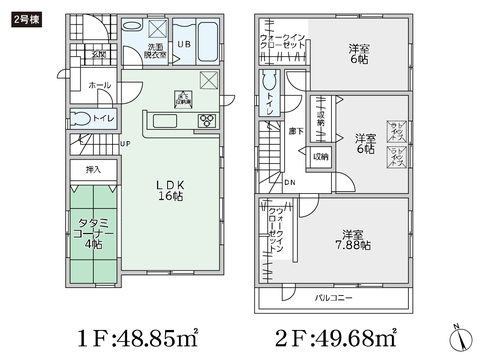 岡山県岡山市南区あけぼの町の新築 一戸建て分譲住宅の間取り図